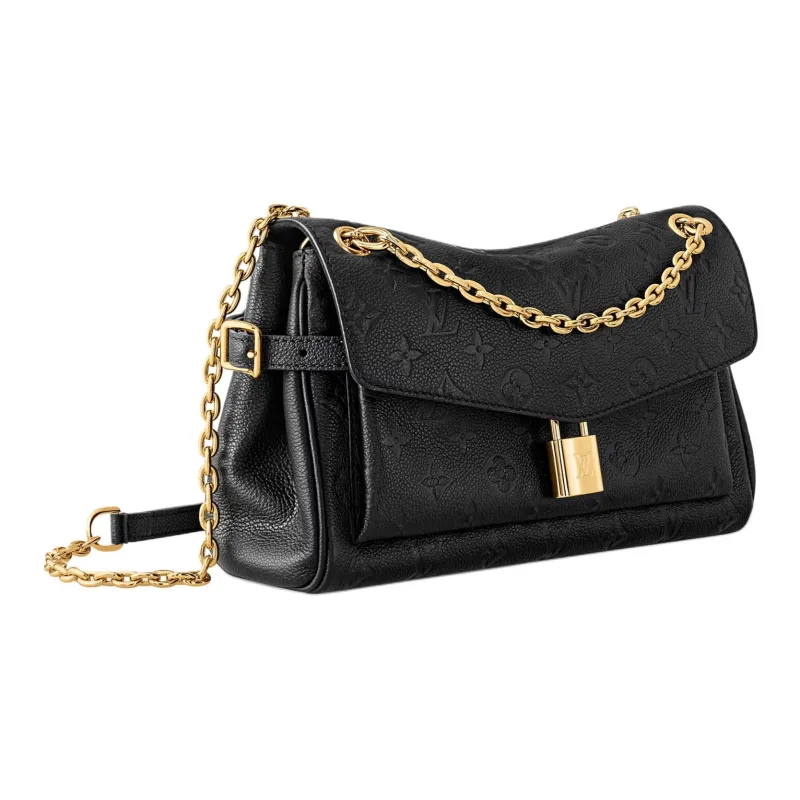 LOUIS VUITTON Cow Leather Crossbody Bag, Shoulder Bag Women's Black-4