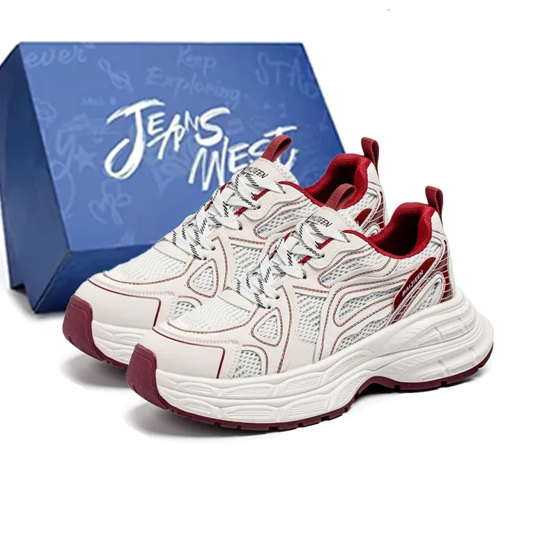 JEANSWEST Shock Absorbing, Non Slip, Wear Resistant, Breathable And Lightweight Low Top Chunky Sneakers Men's-2