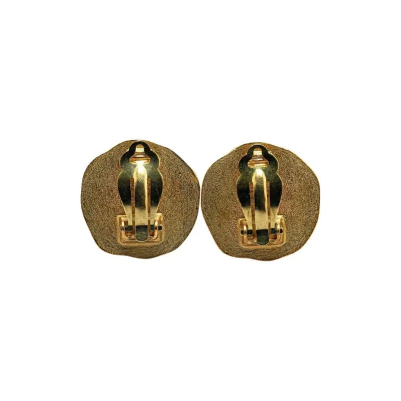 CHANEL Gold Plated Clip On Earrings Unisex Gold-1
