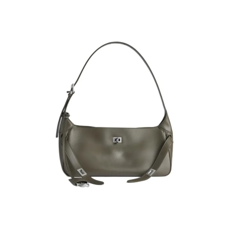Balenciaga Bel Air Cow Leather Shoulder Bag Trumpets Women's Khaki Umber-0