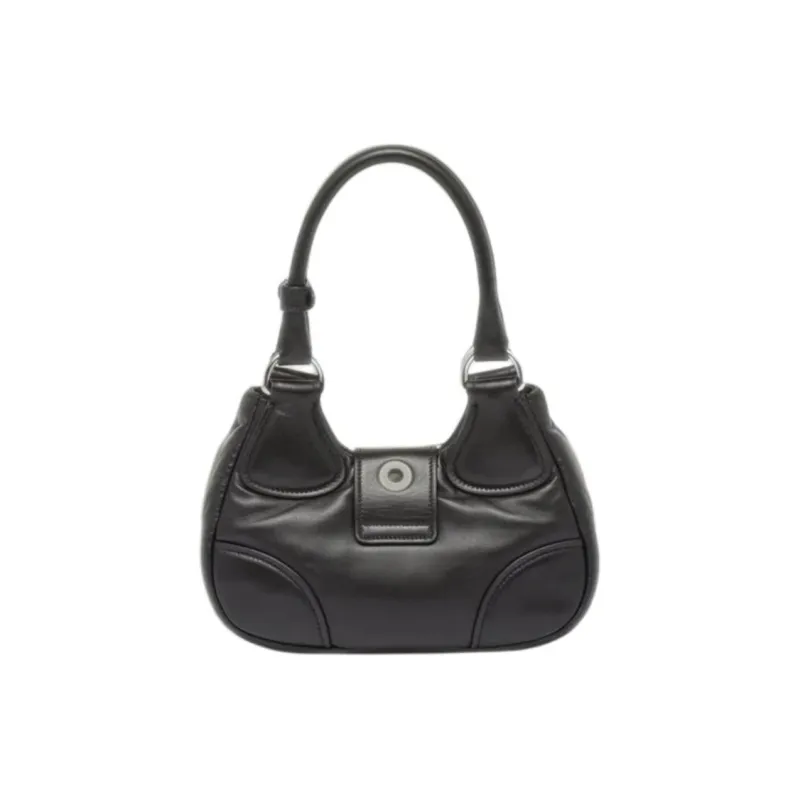 PRADA Moon Series Leather Hobo Bag Handbag Women's Black-2