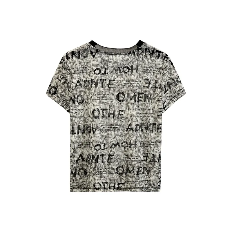 TOUCH T Shirt Women's Beige With Black Letter-1