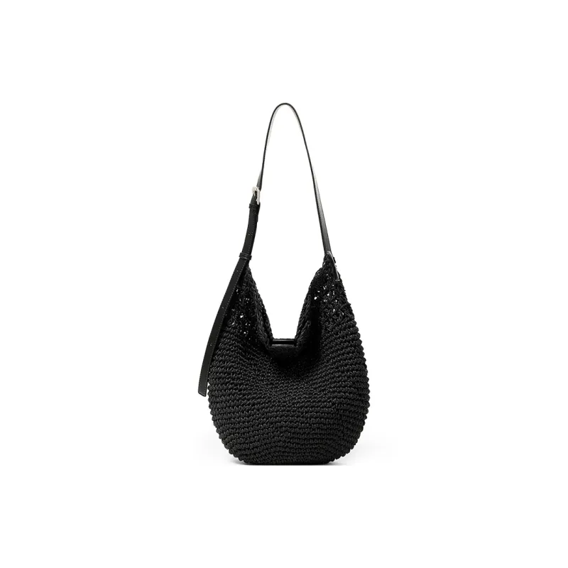 Teenmix Fabric Bucket Bag, Shoulder Bag, Crossbody Bag Regular Women's Ecru/Black-0