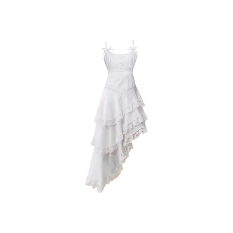 TASTILY Slip Dresses Women's White Long Skirt-0