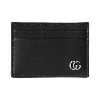 GUCCI GG Marmont Leather Card Holder Regular Men's Black