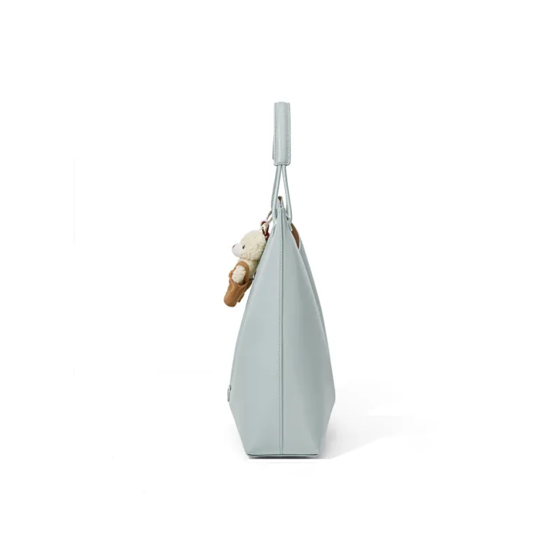 CinvaiKrose Synthetic Leather Tote Bag, Portable Tote, Shopping Bag, Shoulder Bag Tubas Women's Creamy White/light Blue-8