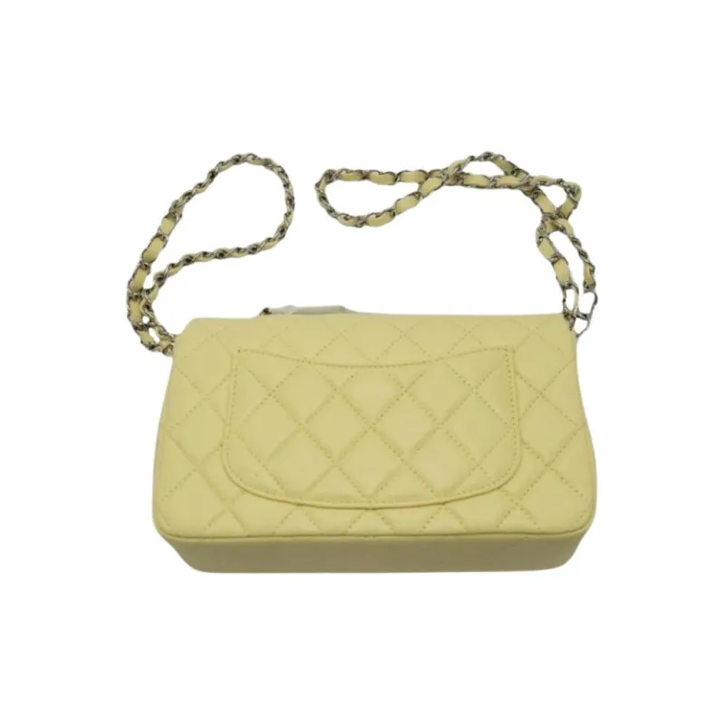 CHANEL Lambskin Shoulder Bag, Crossbody Bag Mini Women's Yellow-1