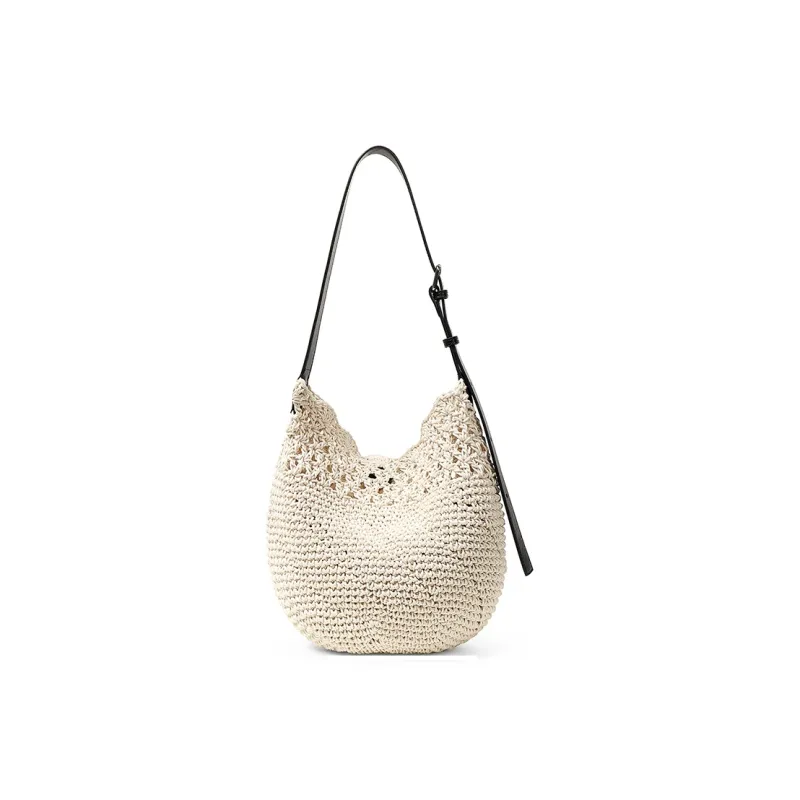Teenmix Fabric Bucket Bag, Shoulder Bag, Crossbody Bag Regular Women's Ecru/Black-7