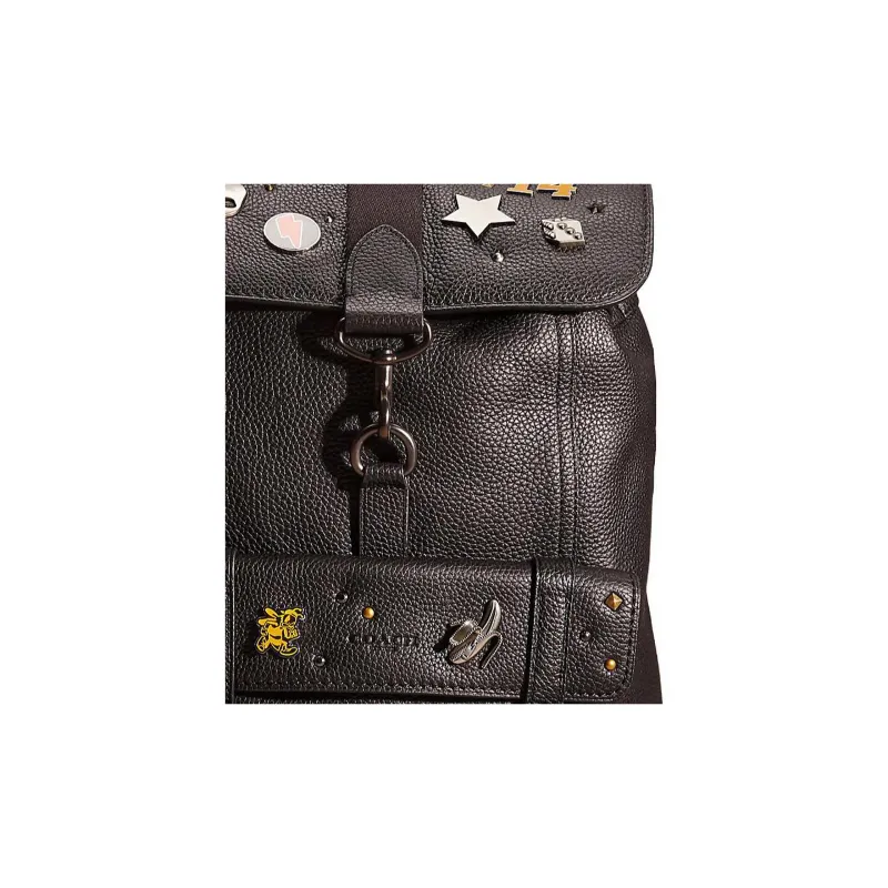 COACH Bleecker Pebbled Leather Backpack Large Size Women's Black-4