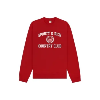 SPORTY & RICH SS25 Sweatshirt Unisex Preppy Red