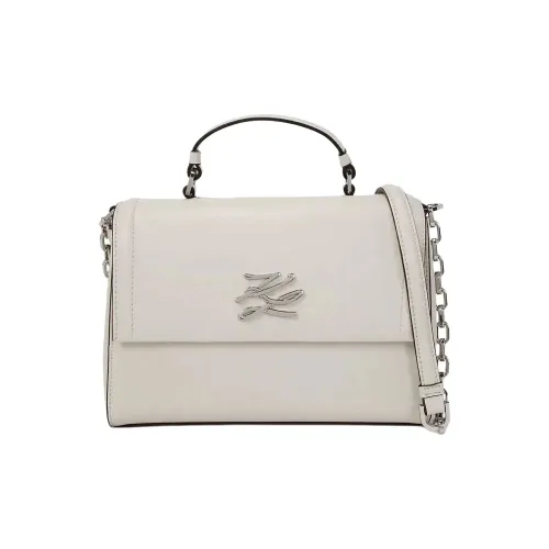 KARL LAGERFELD K/AUTOGRAPH Calfskin Shoulder Bag, Crossbody Bag, Handbag Regular Women's Light Gray