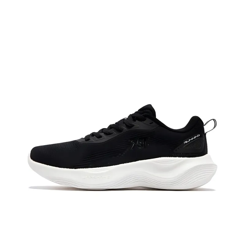 361° Wear-Resistant Low-Top Casual Running Shoes Women's Black White-0
