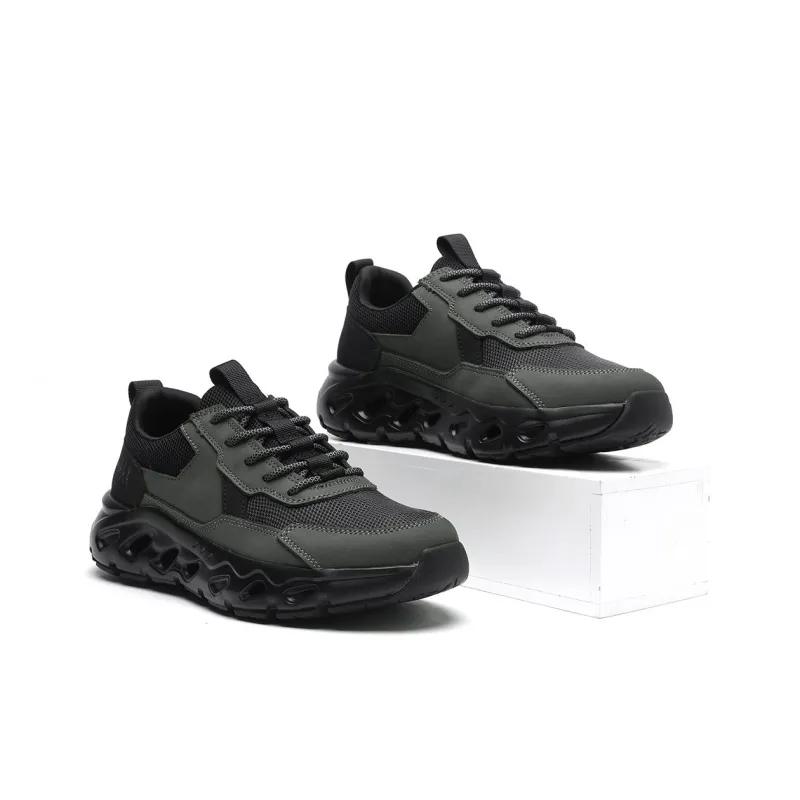 ELLE HOMME Shock Absorbers With Slip Resistant And Abrasion Resistant Properties Low Top Casual Shoes Men's Black Gray-2