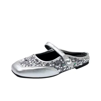 WUJI Rubber Sole Sequins Slip Resistant Abrasion Resistant Closed Toe Slippers Women's