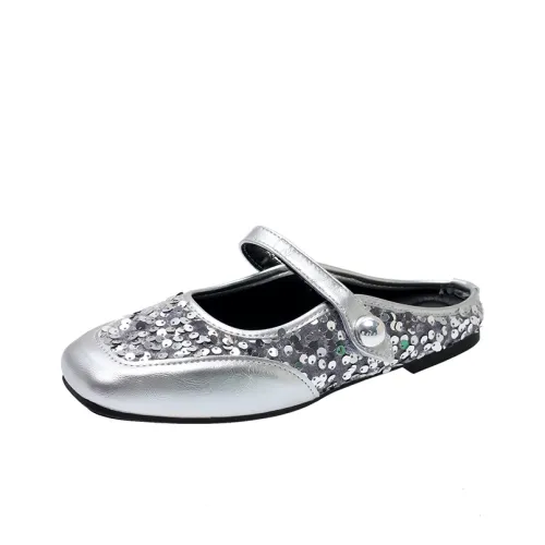 WUJI Rubber Sole Sequins Slip Resistant Abrasion Resistant Closed Toe Slippers Women's