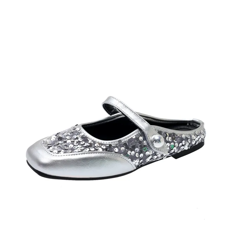 WUJI Rubber Sole Sequins Slip Resistant Abrasion Resistant Closed Toe Slippers Women's-0