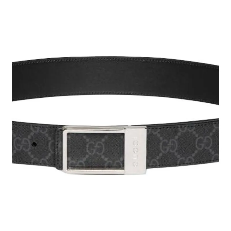 GUCCI Canvas Belt Men's Black Width 3.6CM-1