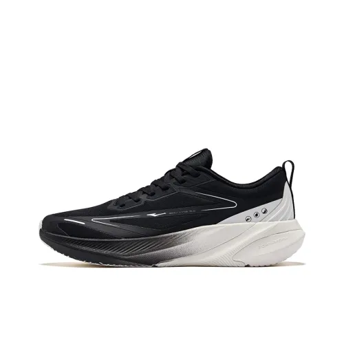 Erke Shock Absorbers Rebound Low Top City Commute Running Shoes Men's Jet Black Forgetcrystal White