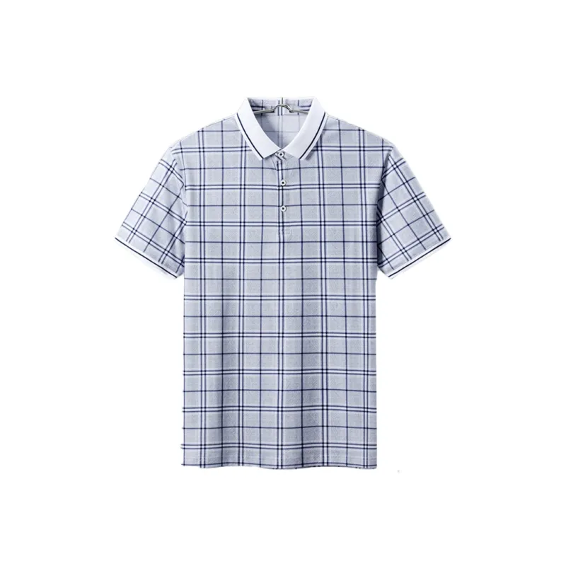 ARTSDON Polo Shirts Men Light Gray Plaid-0