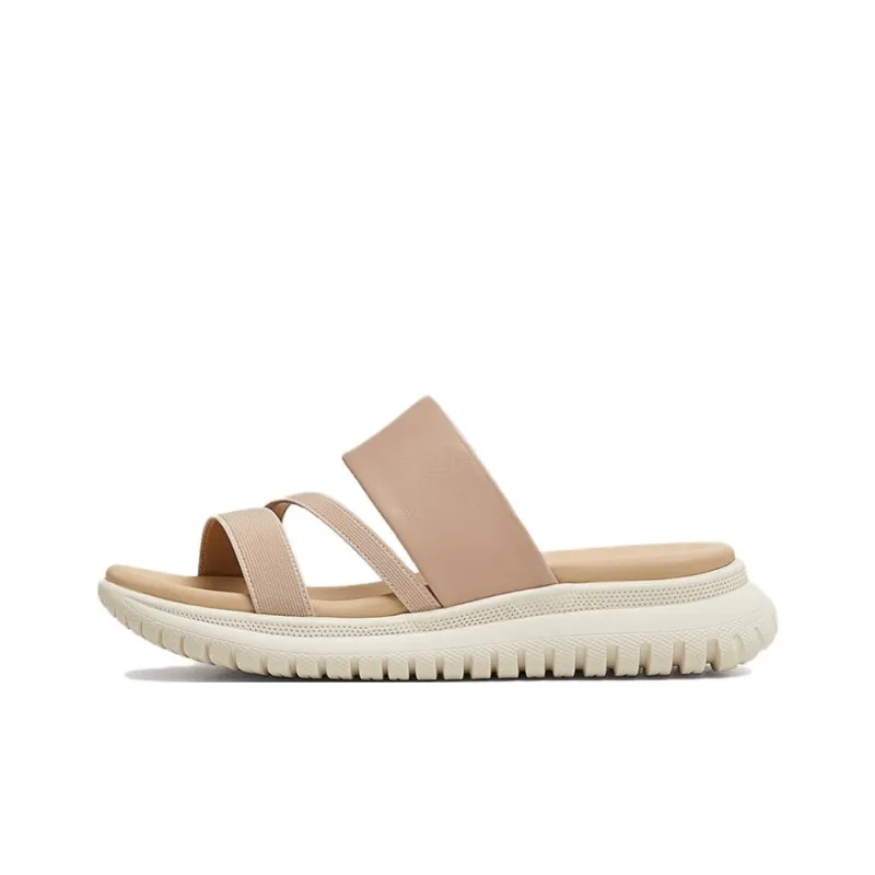 TATA Rubber Sole Leather Patchwork Quiet Slide Slippers Women's-0