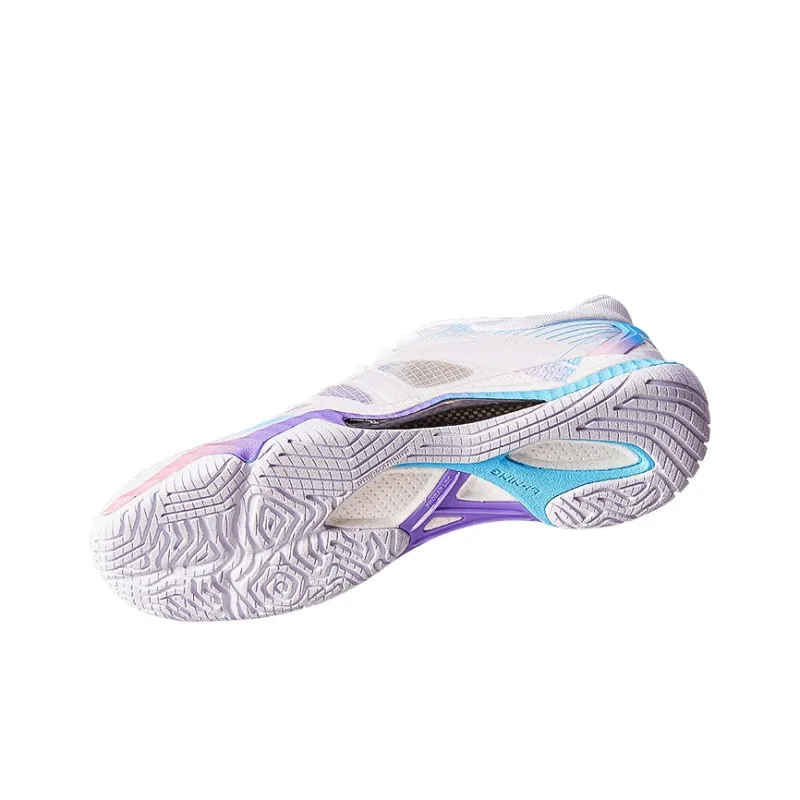 LiNing Shock Absorbers Slip Resistant Breathable Low Top Badminton Shoes Unisex White Blue-5