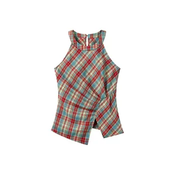HUINIAN Tank Tops Women's Red Plaid