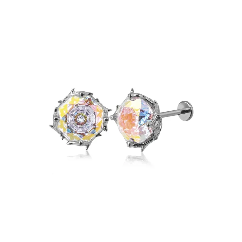 WIC Zircon Stud Earrings Unisex-13