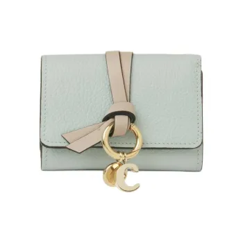 Chloe Alphabet Calfskin Wallet Trumpets Women's Blue Green