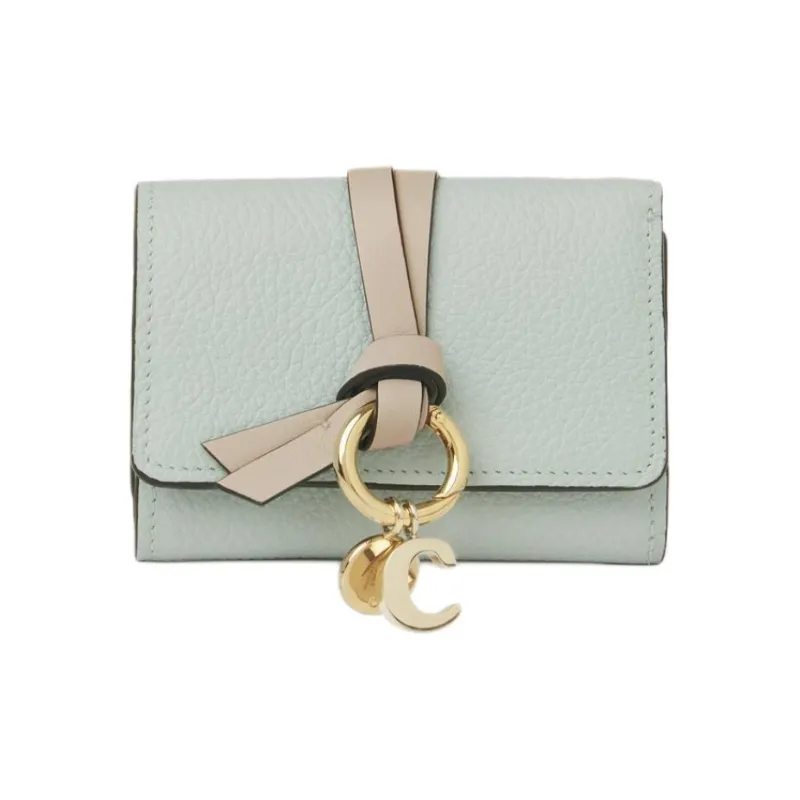 Chloe Alphabet Calfskin Wallet Trumpets Women's Blue Green-0