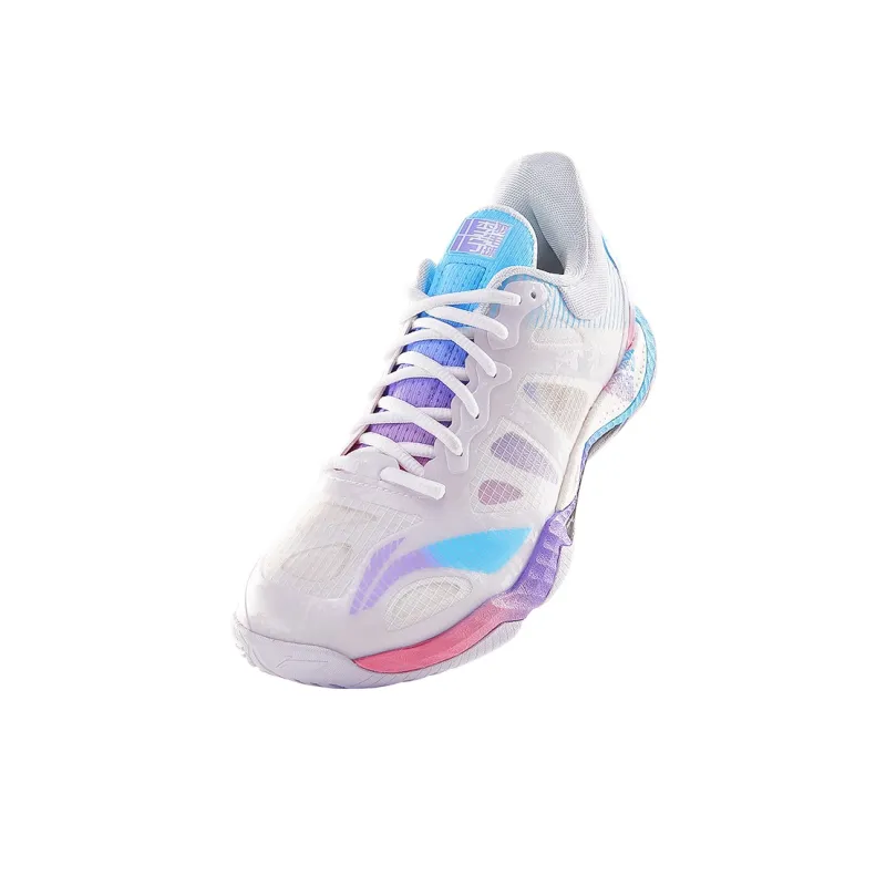 LiNing Shock Absorbers Slip Resistant Breathable Low Top Badminton Shoes Unisex White Blue-2