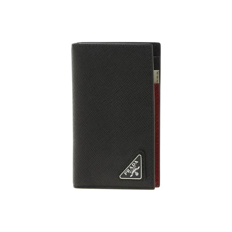 PRADA Leather Card Holder Unisex Black-1