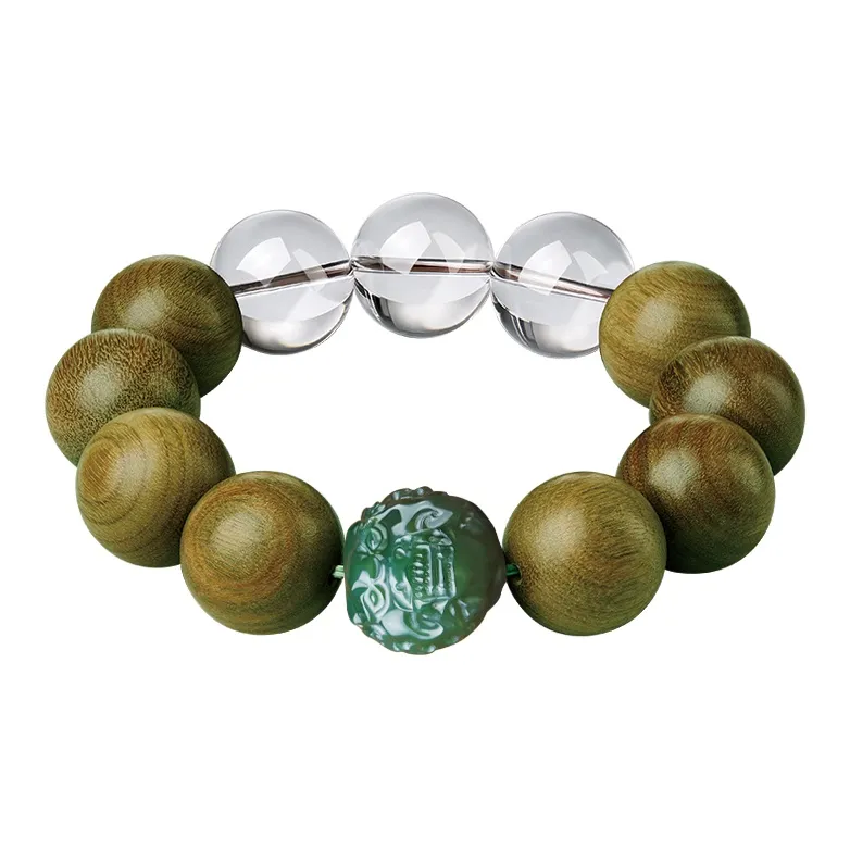 Yi Mingju Green Sandalwood Bracelets Men's-4