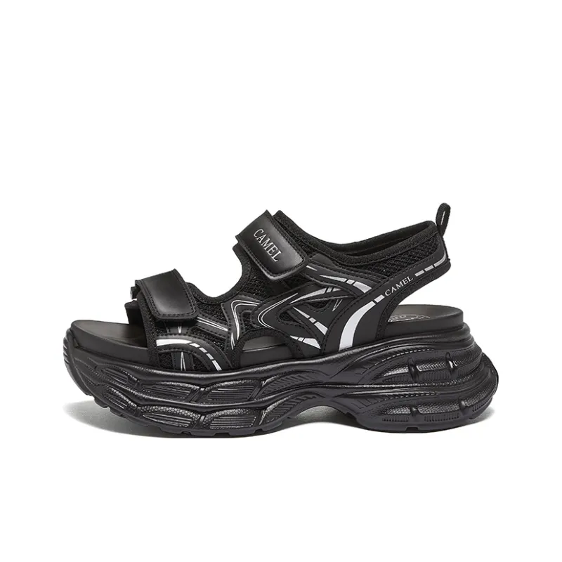 CAMEL Beach Sandals Women's Silver, Black, Beige-5