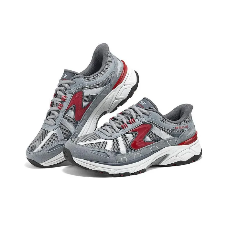 Skechers SPORT MENS Coverage Low Top Chunky Sneakers Men's Gray Red-2