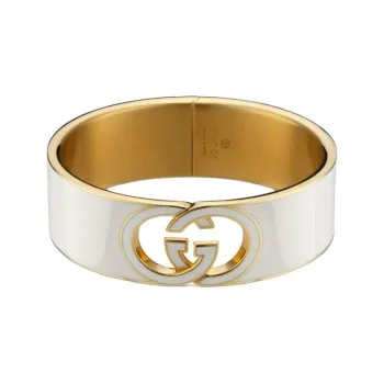 GUCCI Enamel Brass Bangles Unisex White