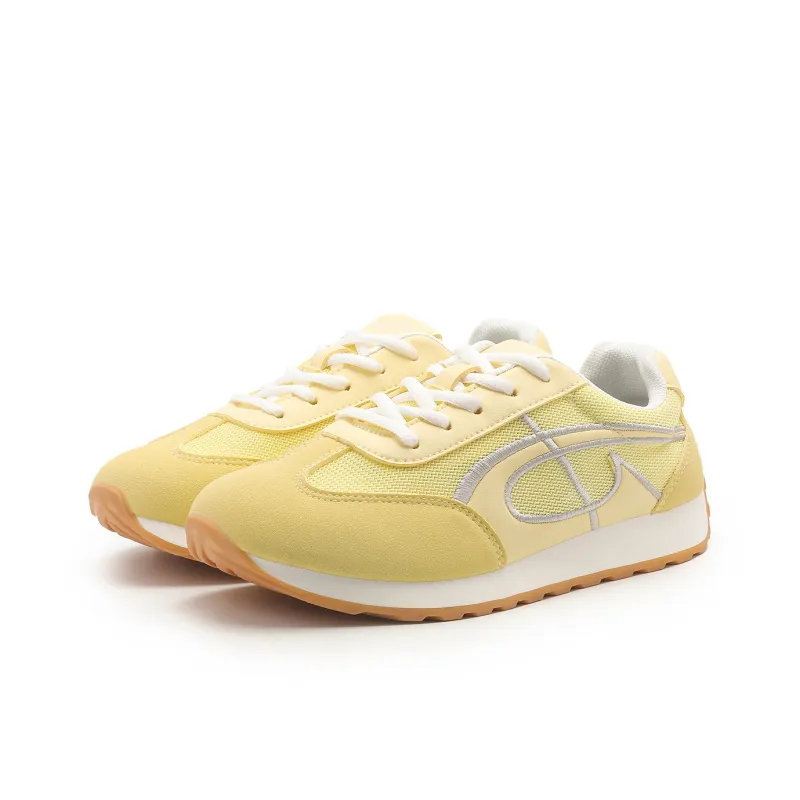 DEERWAY Height Increasing Abrasion Resistant Lightweight Breathable Slip Resistant Low Top Casual Shoes Women's Yellow-1