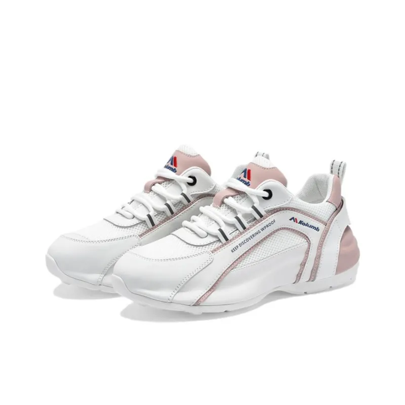 Kolumb Slip Resistant, Breathable, Height Increasing Low Top Casual Shoes Women's White Pink-1