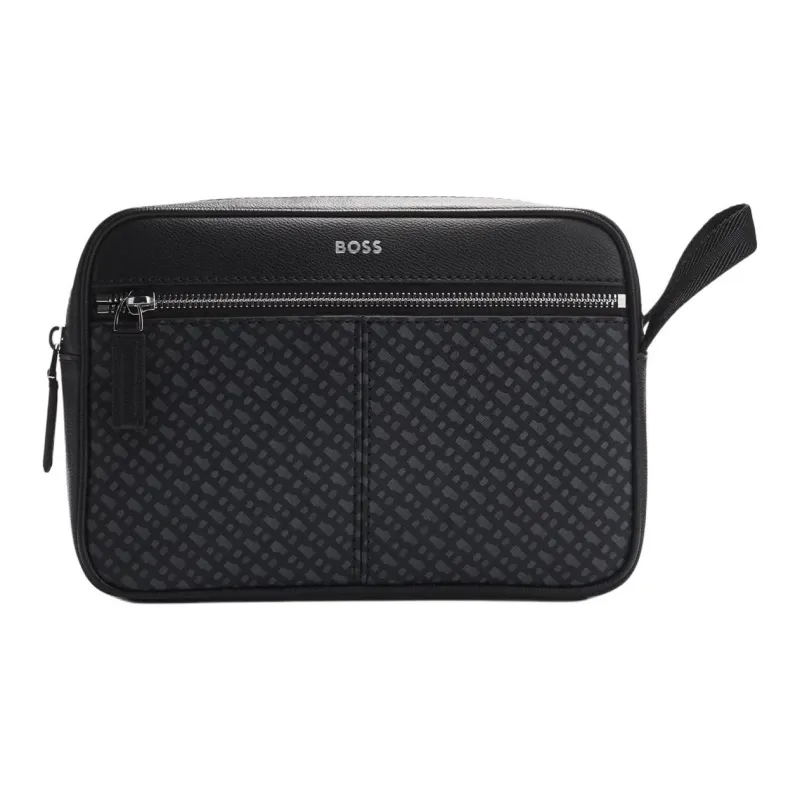 HUGO BOSS Recycled Leather Toiletry Bag Men's Black-0