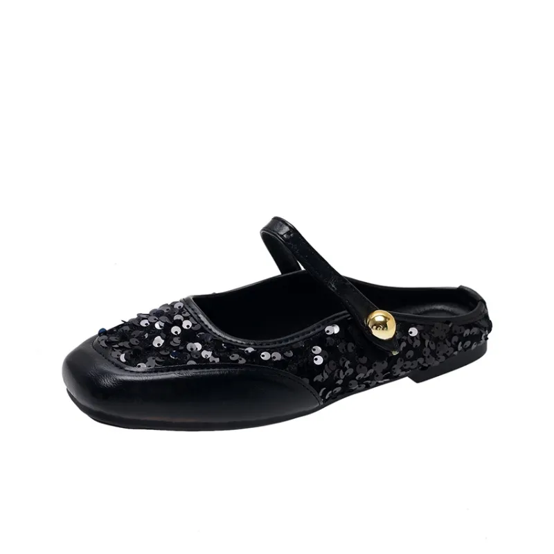 WUJI Rubber Sole Sequins Slip Resistant Abrasion Resistant Closed Toe Slippers Women's-4