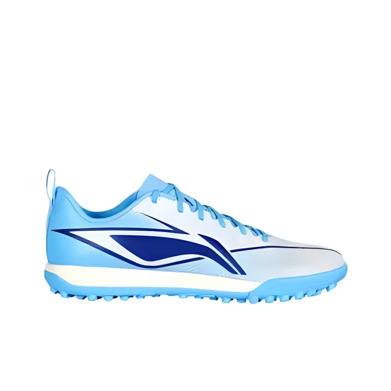LiNing Artificial Ground Cushioning, Slip Resistant, And Abrasion Resistant Soccer Shoes Men's Fluorescent Sky Blue-1