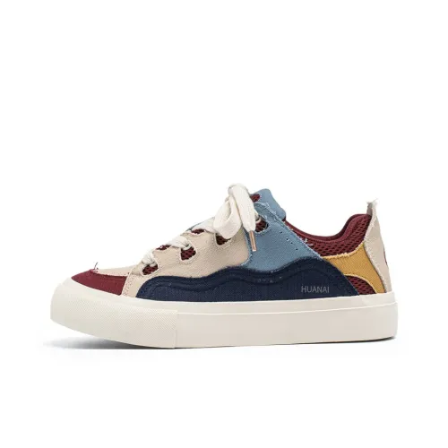 HUANAI Skateboard Shoes Men Low Top Burgundy/Haze Blue