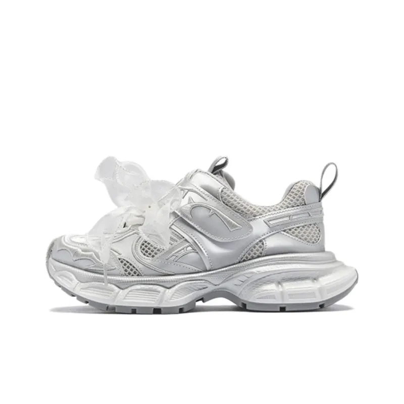 AGSDON Chunky Sneakers Women's Low Top Silver/Silver Purple-6