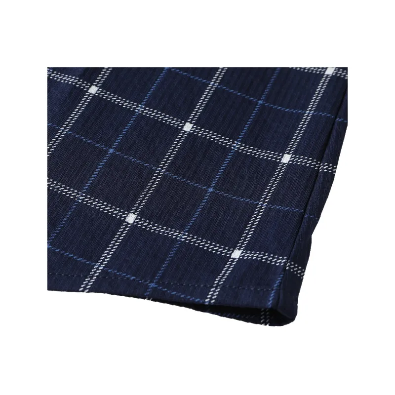 ARTSDON Shirts Men Navy Blue Plaid-4