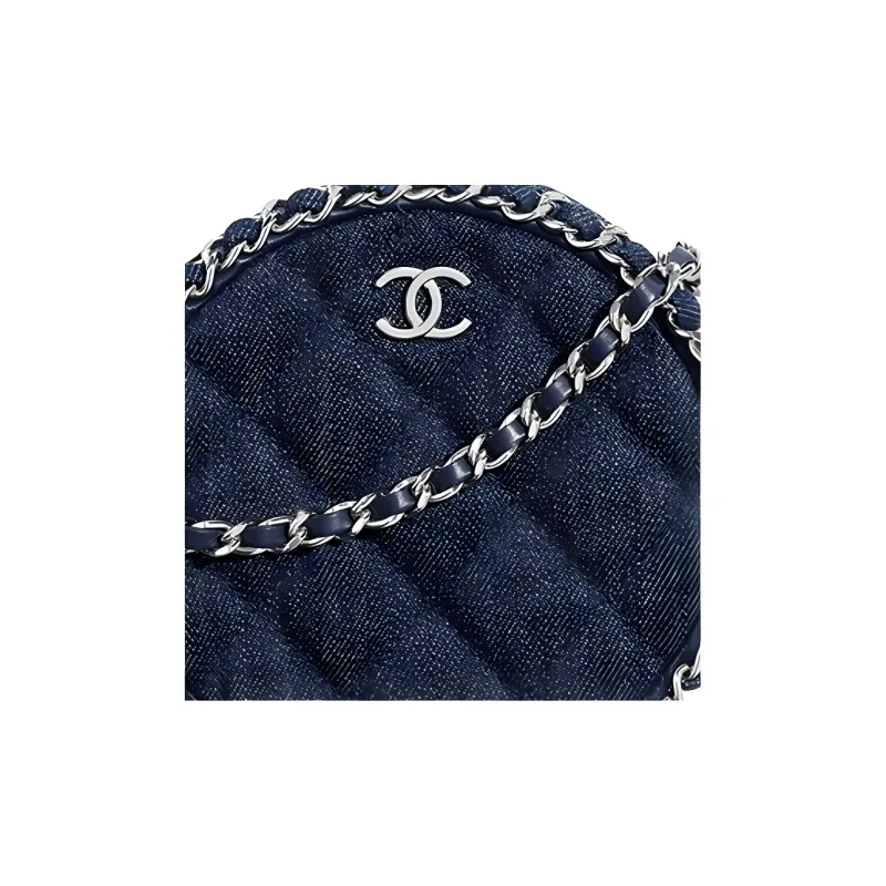 CHANEL 19Bag Denim Fabric Chain Bag, Shoulder Bag Women's Blue-4
