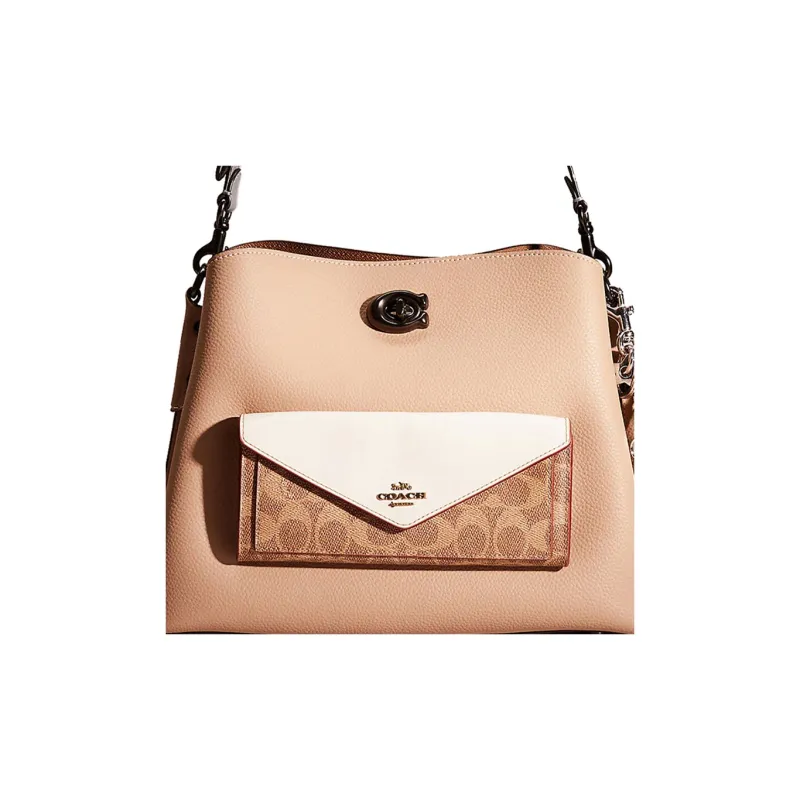 COACH Willow Polished Pebbled Leather Portable Crossbody Bag, Shoulder Bag Tubas Women's Taupe-3