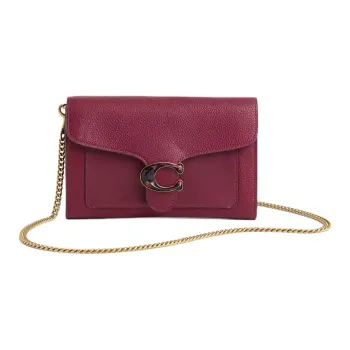 COACH Tabby Polished Pebbled Leather Crossbody Bag, Shoulder Bag Trumpets Women's Dark Red
