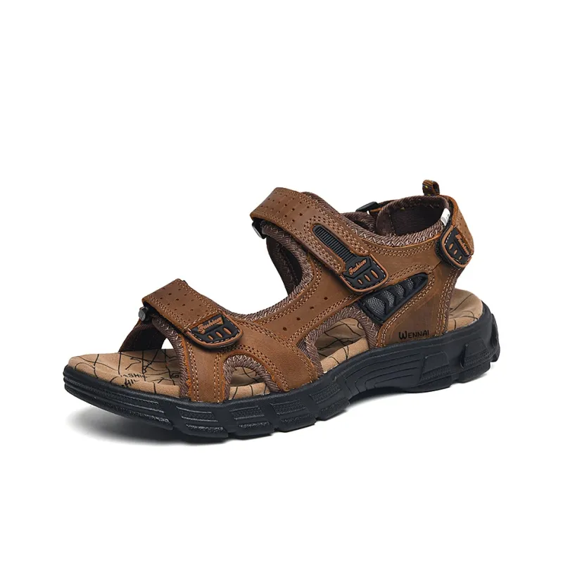 Wen Nai One Strap Sandals Men's Dark Brown-1