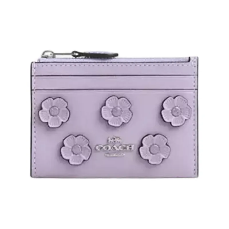 COACH Skinny Id Case Smooth Leather Card Holder Mini Women's Light Purple-0