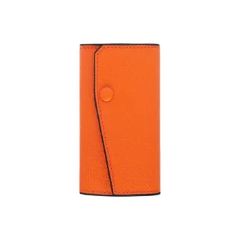 Valextra Solid Color Millepunte Calfskin Key Pouch Women's Lobster Red