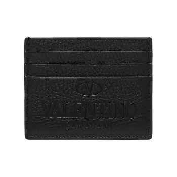 Valentino Cow Leather Card Holder Men's Black